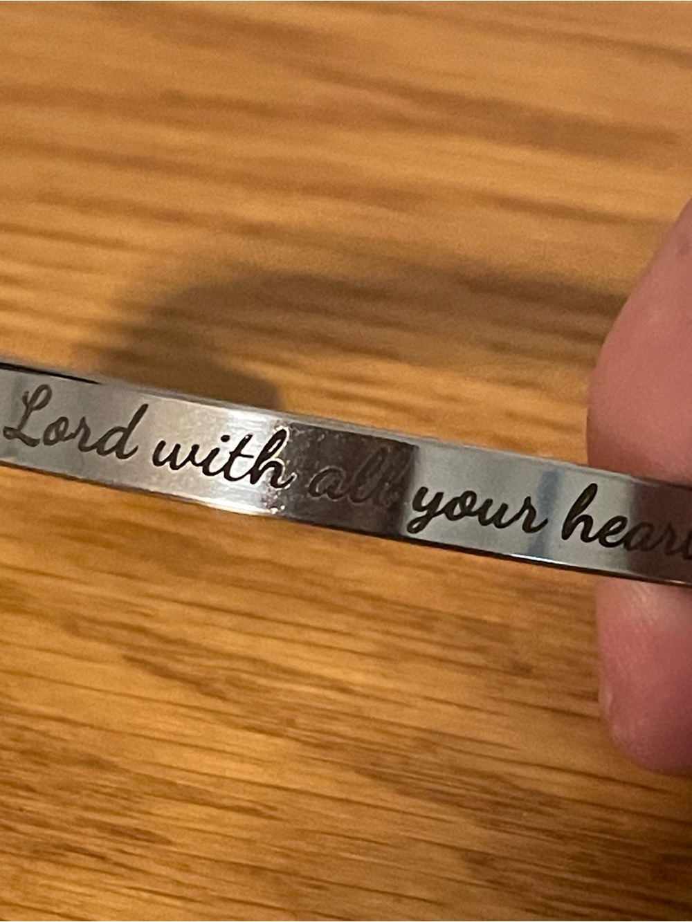 Stainless steel bangle - "Trust in the Lord with all your heart"
